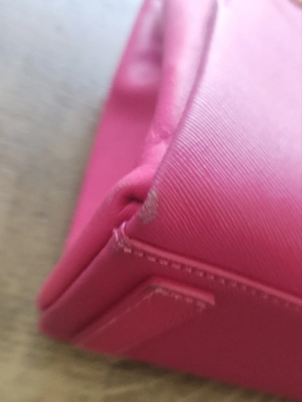 MCM Hot Fuschia Pink Leather Satchel with Gold Hardware